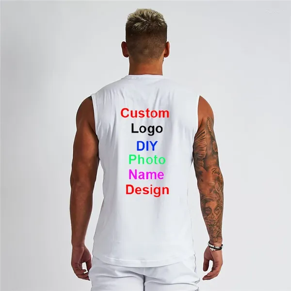 Tops cerebbe maschili uomini in palestra in cotone personalizzato crea il tuo logo design stampa abbigliamento stampare il gilet di fitness per bodybuilding originale