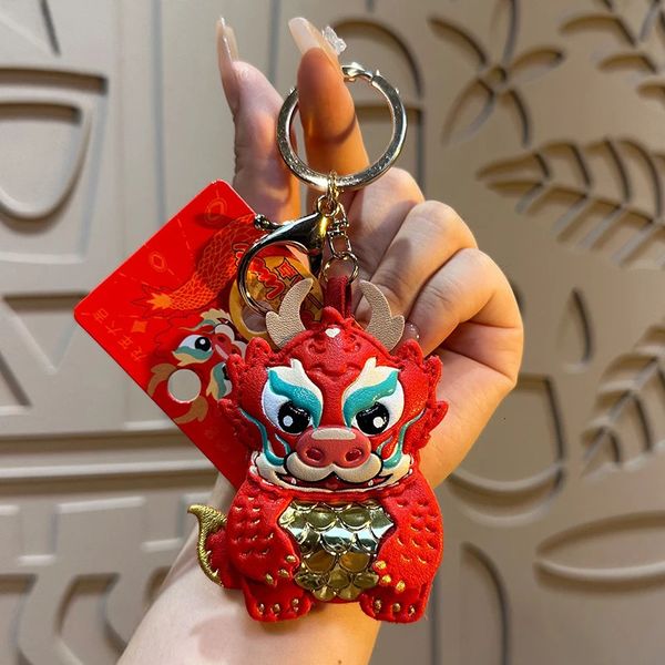 Lederanhänger Chinesisches Drachenbild Jahr Dekorationen Kawaii Dragon Symbol des Jahres Keychain Chinese Spring Festival Anhänger 240426