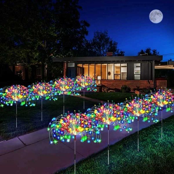 Decorações de jardim Solar LED Firework Fairy Lights Outdoor Garden Decoration Lawn Lights para Patio Party Party Christmas Wedding Decor