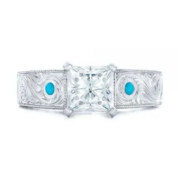 Eheringe exquisite luxuriöse silberne Farbe Eingelegtes Aquamarin Zirkonia Ring Braut Engagement Rezeption Jubiläum Trends Schmuck