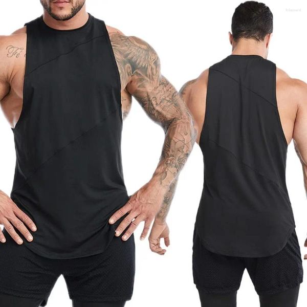 Tops da uomo Stringer Stringer singlet giubbotto 95%poliestere 5%spandex bodybuilding palestre sportive fitness allenamento camicia senza maniche