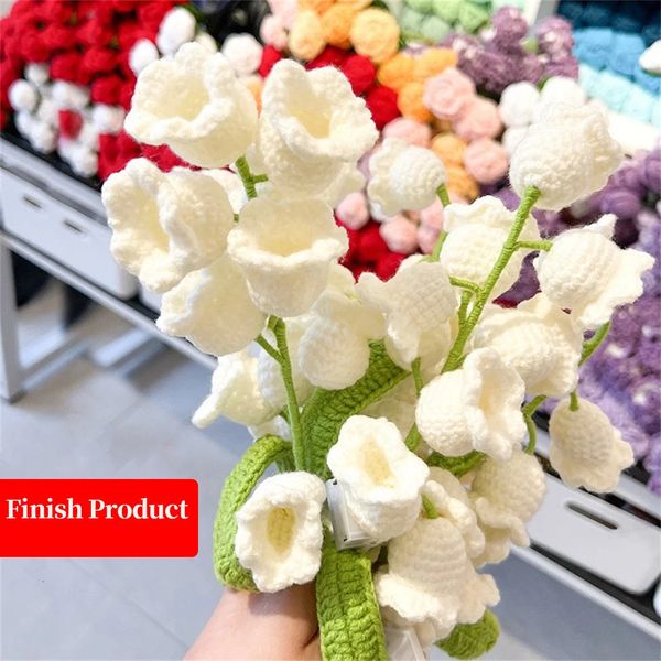 Finite Fiori all'uncinetto fatto a mano a maglia Lily of the Valley Artificial Flowers Wedding Flower Mothers Day Gift Crochet Articolo 240424