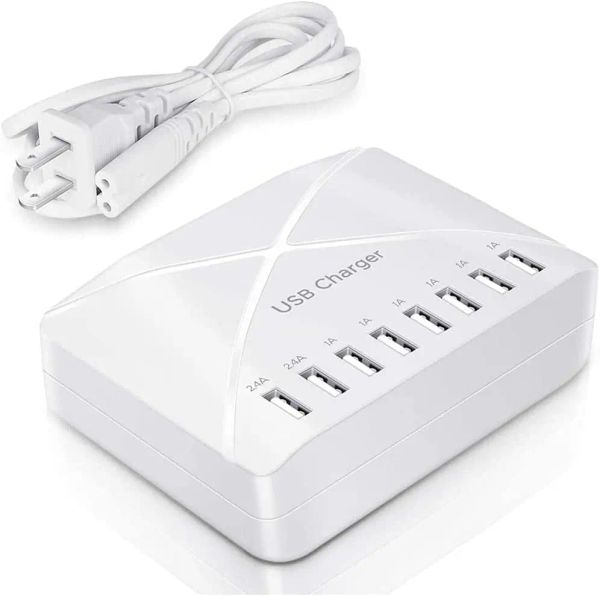 Chargers Ilepo 40W 8 Ports USB Şarj Cihazı 5V/2.4A Multi USB Şarj İstasyonu İPhone/iPad/iPod Pro/Air US AB UK AU için Seyahat Şarj Cihazı