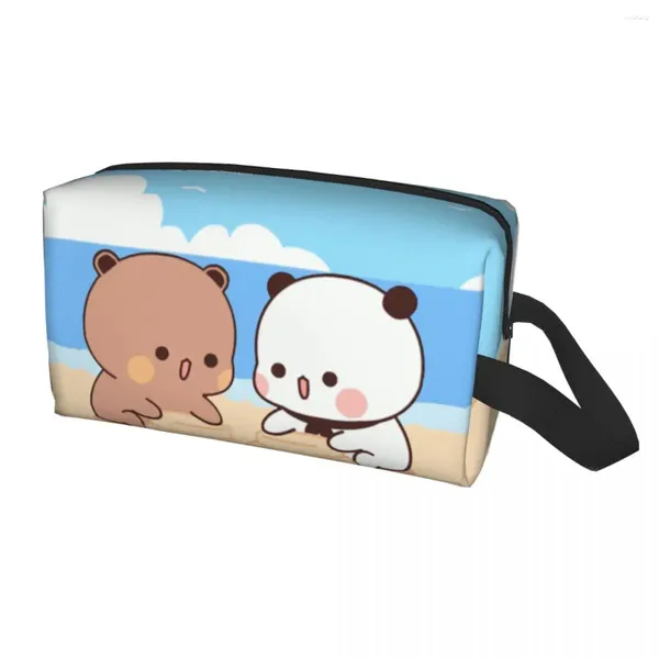 Sacos de armazenamento pêssego e goma mochi urso bolsa cosmética capacidade de maquiagem de desenho animado beleza de beleza de beleza