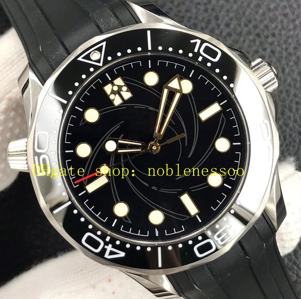 Super 42mm Automatische Uhr für Männer 300m 007 Limited Edition 42mm schwarzes Zifferblatt Keramikgummi -Gummi -Band gegen Werks -Cal.8806 Mechanische VSF -Uhren Armbanduhren