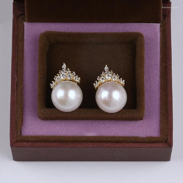 Hölzer Ohrringe echte Perle in der Nähe runder weißer Mode einfache Damen minimalistische exquisite Hochzeitsgeschenkschmuck Schmuck