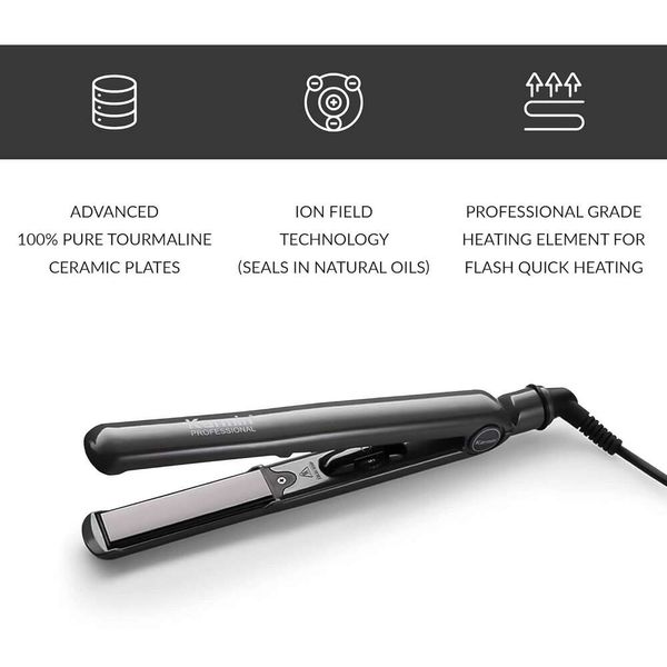 G3 SALON PRO 1 Turmalina Profissional Cerâmica Cabelo Cabelo Plano Filial - Estilo Ionic Ferro para endireitar, enrolamento e ondulação de cabelos com tensão dupla e automóvel