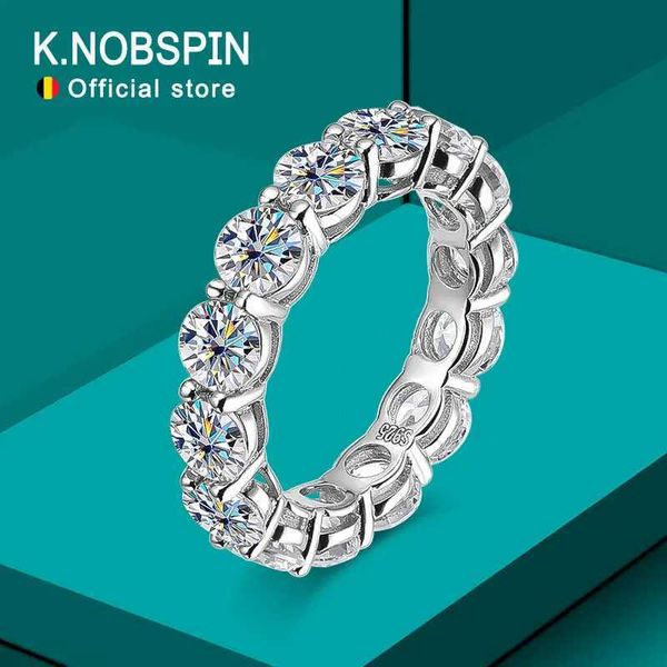 Полосовые кольца knobspin 5mm 7ct D Цветное кольцо мозонита 925 Серебряное платиновое обручальное кольцо вечное полосовое обручальное кольцо Q240427