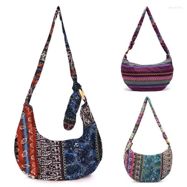 Bolsas de compras Mulheres senhoras vintage Bolsa de ombro étnico Meninas de moda feminina Crossbody Boho Hippie Tote Messenger Bolsa