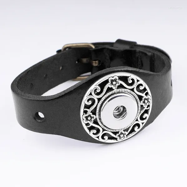 Braccialetti di fascino top vera pelle di alta qualità in pelle di alta qualità da 18 mm bottoni a scatto guscio punk bracciale fai -da -te donna uomo tp3588