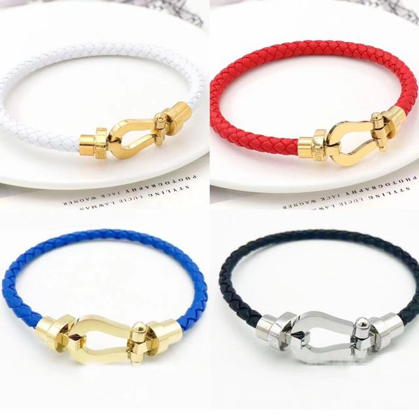 Nunca desbotamento de tecer em forma de U Bracelets manguito para homens mulheres 18k Pulseiras de designer de luxo de ouro