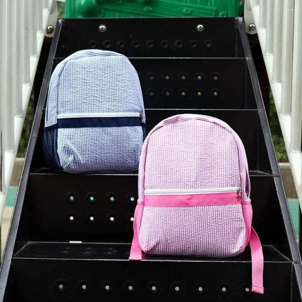 Sagnelli per la scuola Conveniente Borsa Seersucker Kid Lunch Cotton One-Strice Striped Backpack Trip Multicolored Light