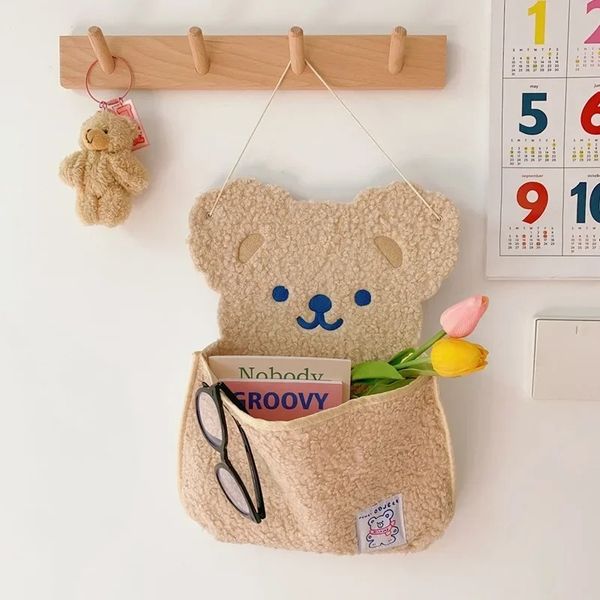 Plush japonês Bolsa de armazenamento pendurada na parede de urso