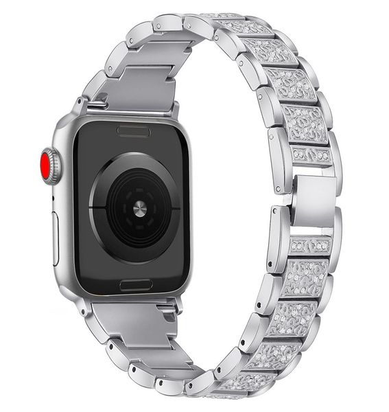 40mm44mm38mm42mm Edelstahlbandband für Apple Watch Serie 4 Serie 5 4 3 2 Frauen Luxus Diamant Strass -Armband7616886