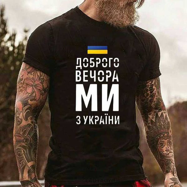T-shirts masculinos bandeira ucraniana 100% algodão camiseta boa noite Somos da camiseta feminina da Ucrânia, shirt curto slve casual o-juba-deco