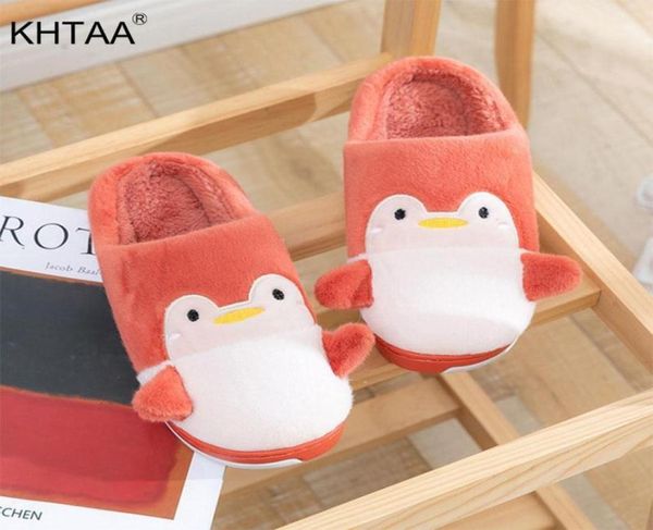 Women Winter House Pantoffeln Paar süße Cartoon Penguin Baumwolle Innenschuppen weiche warme Schuhe Ladies Home Shoes weiblich172137889341306