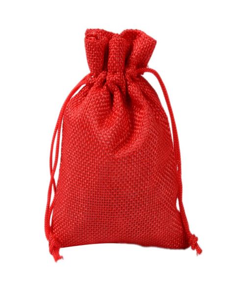 7x9cm 9x12см 10x15см 13x18см Красная мини -мешочка для джутовой сумки для конопля