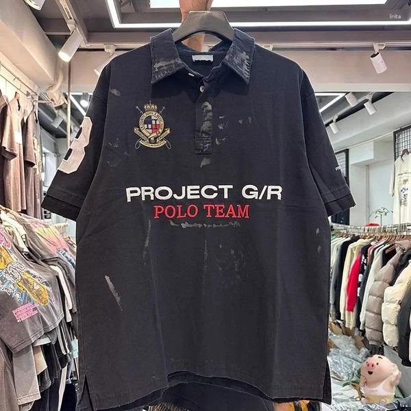 Polos masculino Grailz Project g/r lavado bordado polo pólo camiseta de camiseta tops de tecido macio