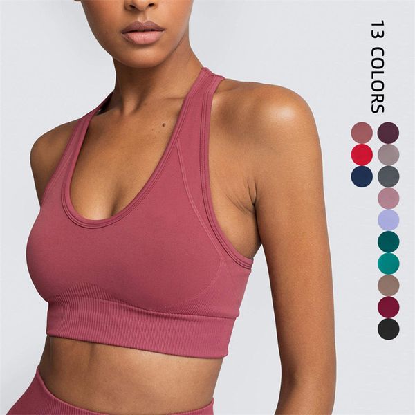 Sport BRA Fitness Top sem costura sutiã de ioga preta branca em corrida ioga ginásio Top Mulheres Push Up Sports Bra