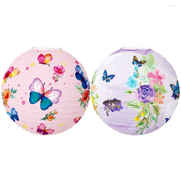 Titulares de vela 2pcs com tema de verão de verão Lantern Butterfly Flower Padrão