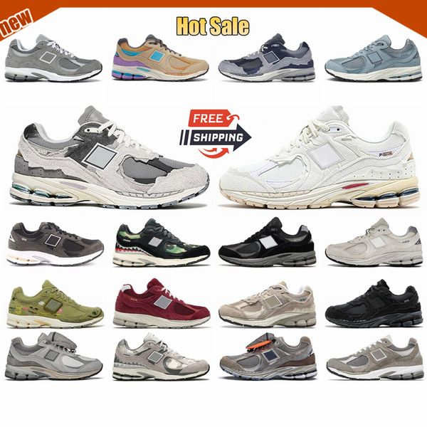 Nuove scarpe designer casual 2002s uomini da donna sneaker marino sale nero piovoso nuvola grigio abbigliamento beige green forchers da uomo da donna sport trail running