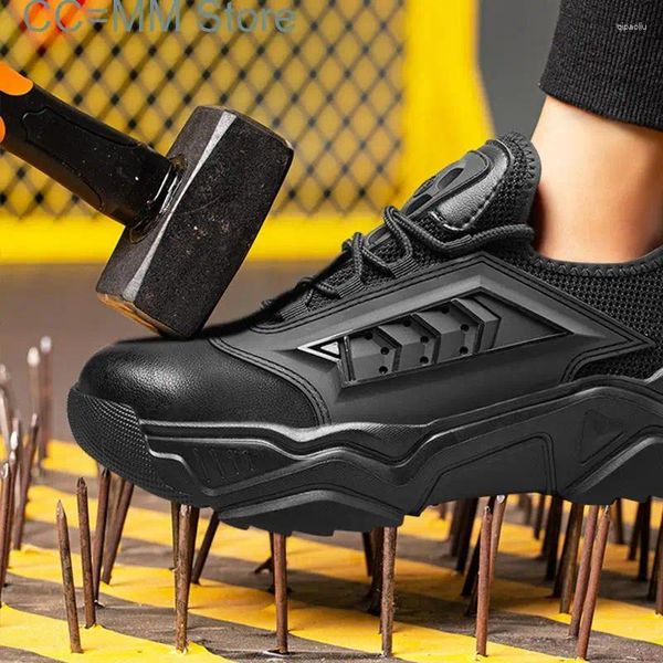 Sapatos casuais Segurança Man Homem Indestrutível Botas de Moda Sneake Anti-Punção Cap de Tae de Aço Anti-Squhork Protective confortável