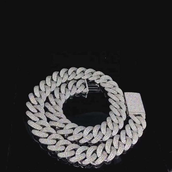 14K 18K Белый золотой цепь 925 Стерлинговое серебро VVS Moissanite Diamond Cuban Chain Hip Hop Iced Out Cuban Link Chain для мужчин