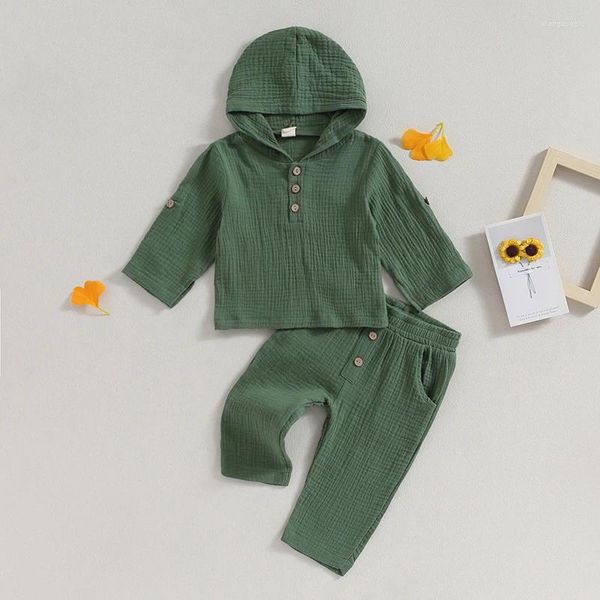 Kleidungsstücke Kleinkind Baby Jungen lässig Outfits Baumwolle feste Langarmkinder-T-Shirt mit Hosen 2pcs Herbst Kinderkleidung Set