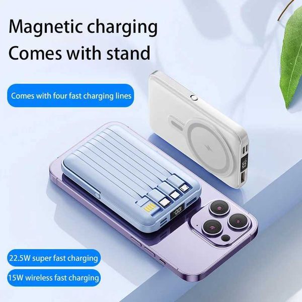 Mobiltelefon -Strombanken 50000MAH Tragbare MacSafe Magnetic Power Pack Fast Wireless Ladegerät für iPhone 15 Huawei externer Hilfsbatterie Pack geeignet