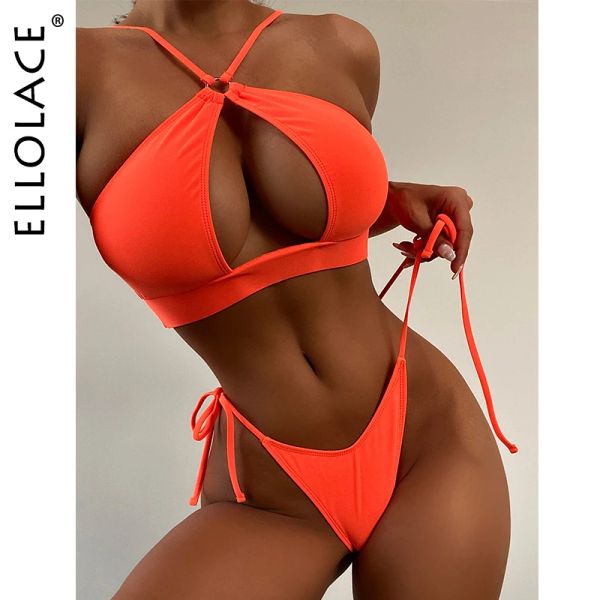 Set Ellolace Swimwear Женщины отталкивает монокини бразильскую пляжную одежду.