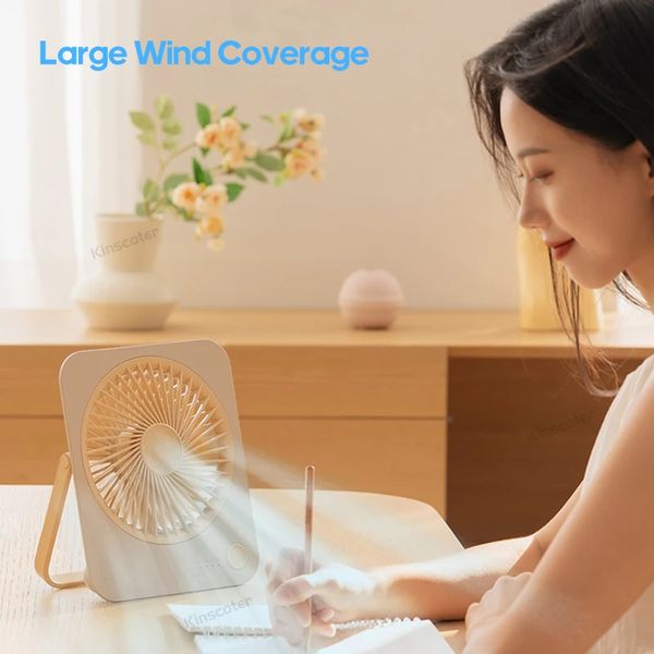 Mini Fan Portátil Table USB Table Fan Flow Fluxo Silencioso 3 Velas Vento 360 ° Ventiladores Rotativos Rotativos Para Casa em Casa