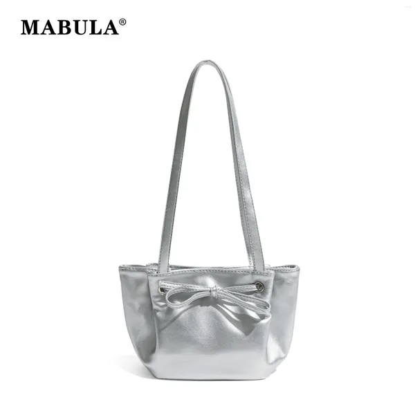 Sagne a tracolla Mabula Pu Pelle farfalla Knot Woman Borse Silver Square Simple Ladies Borse VEGANTE VEGANTE