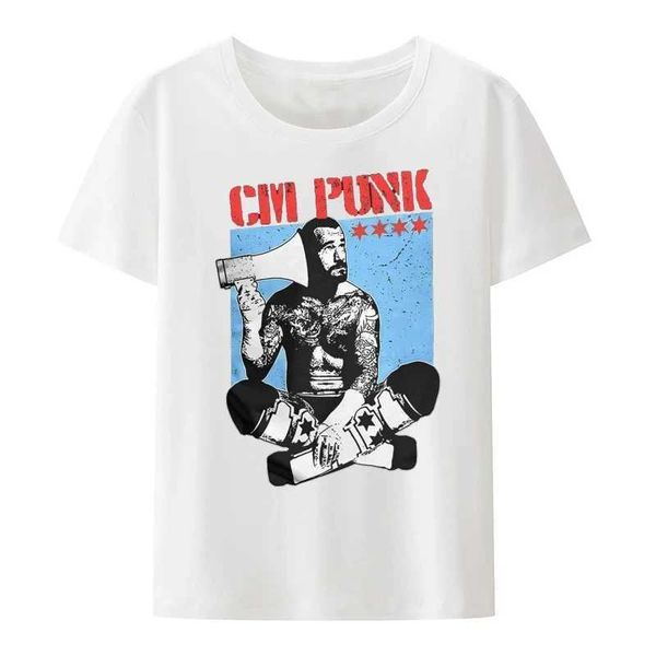 Camisetas masculinas de verão escravo curto escravo T-shirt vintage solto diversão cm punk camiseta americana lutador profissional de moda t-shirt t240425