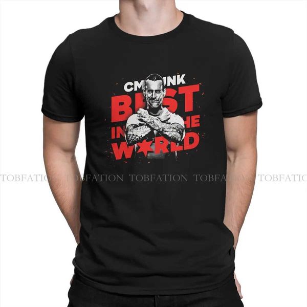 T-shirt maschile The Worlds Best Cm Punk Mens T-shirt Cotton Fashion Crewneck T-shirt harajuku abbigliamento t240425