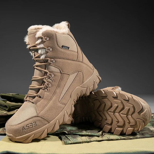 Confortável inverno de inverno botas militares combate deserto homem ao ar livre Sapatos de neve não -lip no tornozelo de melhor plataforma 240419