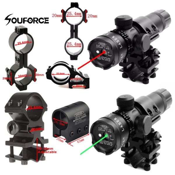 Scope Optics Scoppa Verde Verde Rosso Punta laser con QD Offset 45 gradi da 25,4 mm Anello da 20 mm Weaver Picatinny Rail Mount Switch Remote