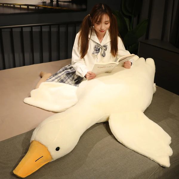 50190cm Büyük Sevimli Kaz Peluş Oyuncaklar Büyük Ördek Doll Yumuşak Dolgulu Hayvan Uyuyan Yastık Yastığı Çocuk ve Kızlar İçin Noel Hediyeleri 240420