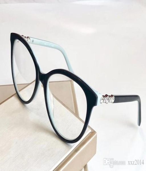 Модный синий TF21344Eleglant Women Glasses Frame5217140 Храм искусственного алмаза для рецептурных очков Fullse Case6684585