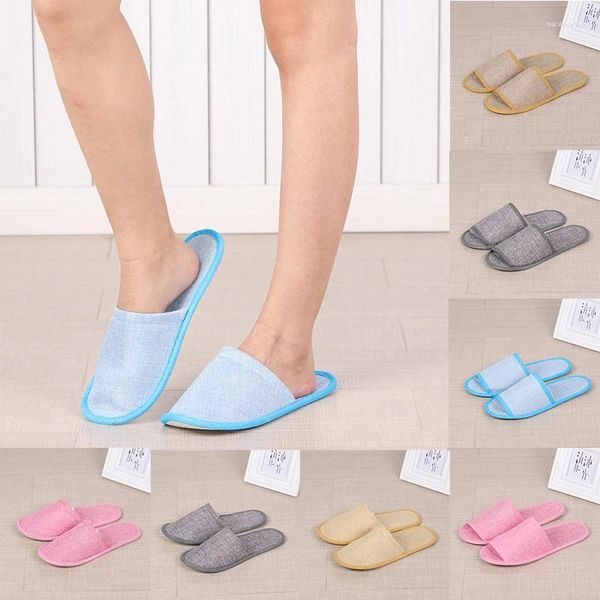 Slippers 2024 Moda simples unissex el Travel Spa Men portátil Home dispensável convidado Indoor Linen Slipper