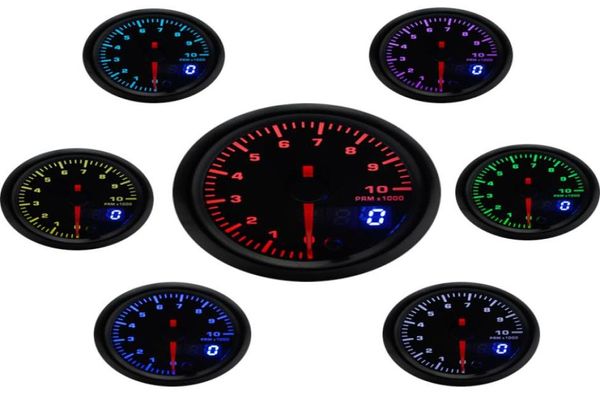 2 polegadas 52mm 7 Cores Tacômetro automático de carro LED 010000 RPM Bedagista Analogdigital Dual Dual Display Meter6143871