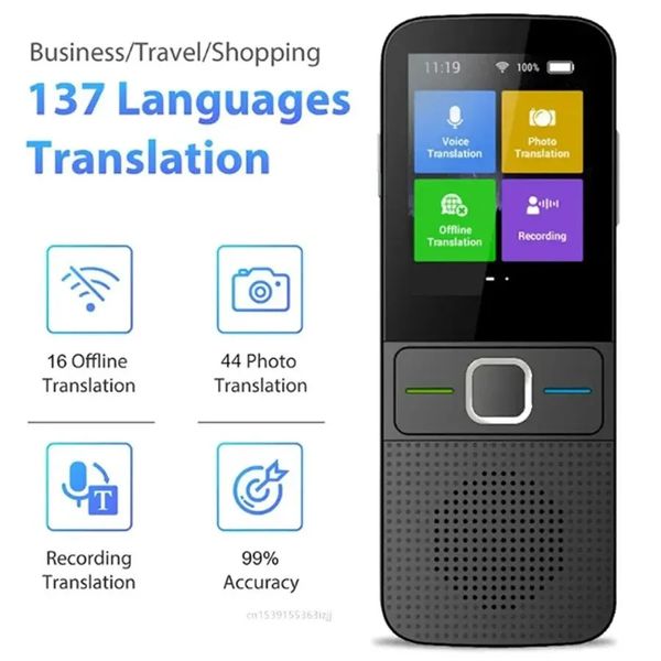 Smart Voice T10 Máquina de tradutor 137 Multi idiomas em tempo real Online Instant Off Line Translation Ai Learning Conversão 240424