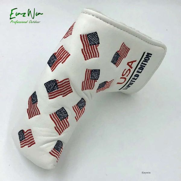 Новое прибытие PU Leather USA Flag Limited Edition Golf Club Blade Blade Head Covers Headcover Рождественский день рождения подарка 643