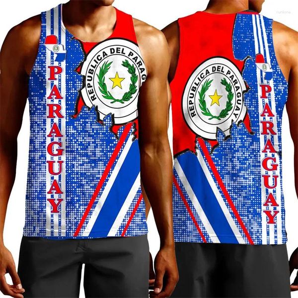 Tops cisterna maschile Mappa bandiera del paraguay mappa 3d top per uomo vestiti casual hawaiaian sport emblema nazionale stemma maschio winitcoat maschio