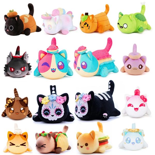 Toys aphmau miow katplüschspielzeug weich meemeow gefüllte donut katkatze kawaii französisch fry käseburger food plüsch puppen Weihnachtsgeschenke