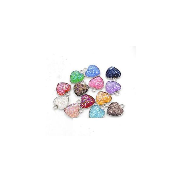 Anhänger Halsketten Edelstahl Liebe Herz Druzy Stein 1m Bling herzförmiger Charme für Mode DIY Schmuck machen Bk Drop Lieferung P Dhdmo