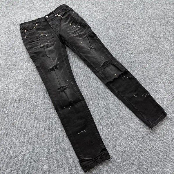 Jeans's Jeans American High Street Paint Hole Black 9045 2024 Fashion Trend Quality