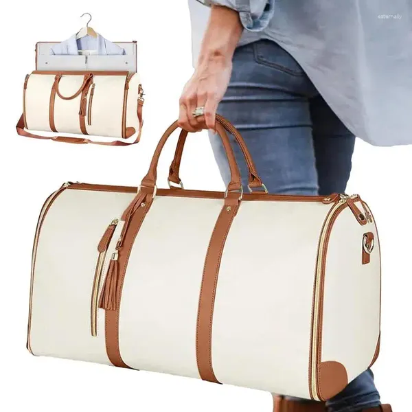 Stume da stoccaggio Lettere personalizzate Carrry su borsa per abbigliamento in pelle PU per donne Viaggio di tuffi pieghevoli di grandi dimensioni