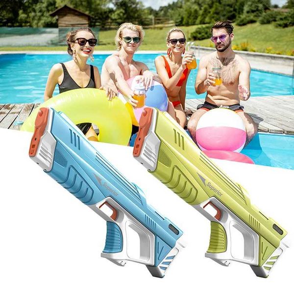 Waffenspielzeug Sommer Vollautomatische elektrische Wasserpistole wiederaufladbare Langstrecken-Langstreckenfeuersparty-Party-Party-Spritzer Kinderspielzeug Boy Geschenk T240428