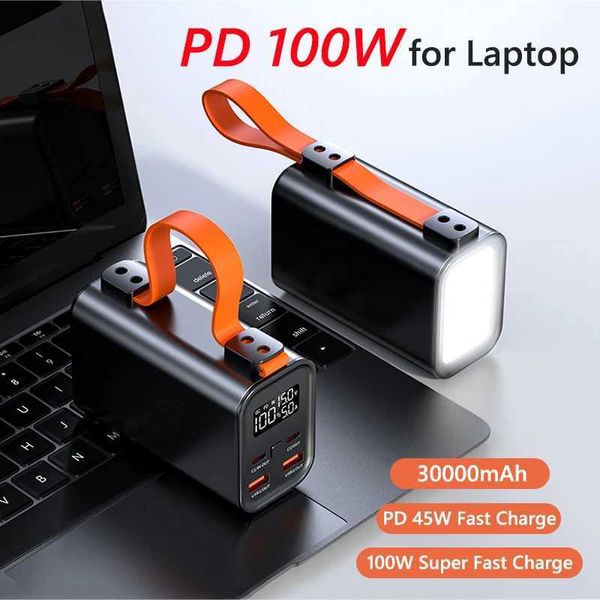 Cell Power Banks PowerBank 30000mAh 100W CTYPE Charging rápido SCP PowerBank Bateria externa carregador portátil adequado para MacBook iPhone 15 Xiaomi Huawei J24