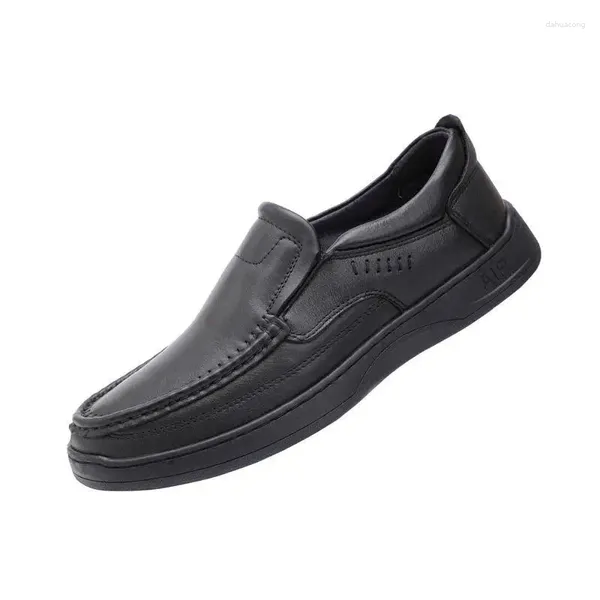 Sıradan Ayakkabı 2024 Erkekler Orijinal Deri Büyük Boyut 38-48 Yuvarlak Kafa Yumuşak Anti-Slip Kauçuk Man Loafers Sürüş Ayakkabı